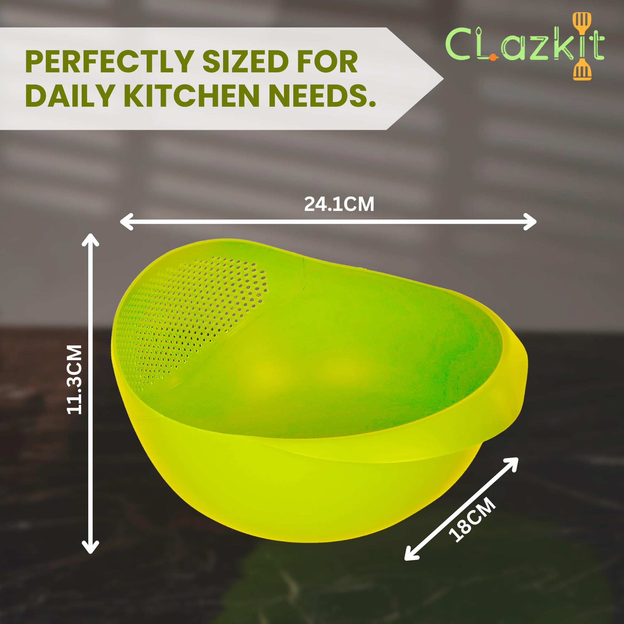 Clazkit Food Strainer Colander, Fruit Basket, Pasta Strainer, Vegetable Strainer, Kitchen Sieve, Washing Bowl, Unbreakable, (Col